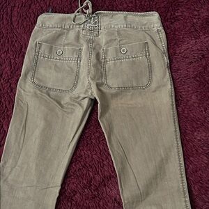 French Connection Olive Lace-Up Back Pocket Chinos